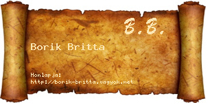 Borik Britta névjegykártya